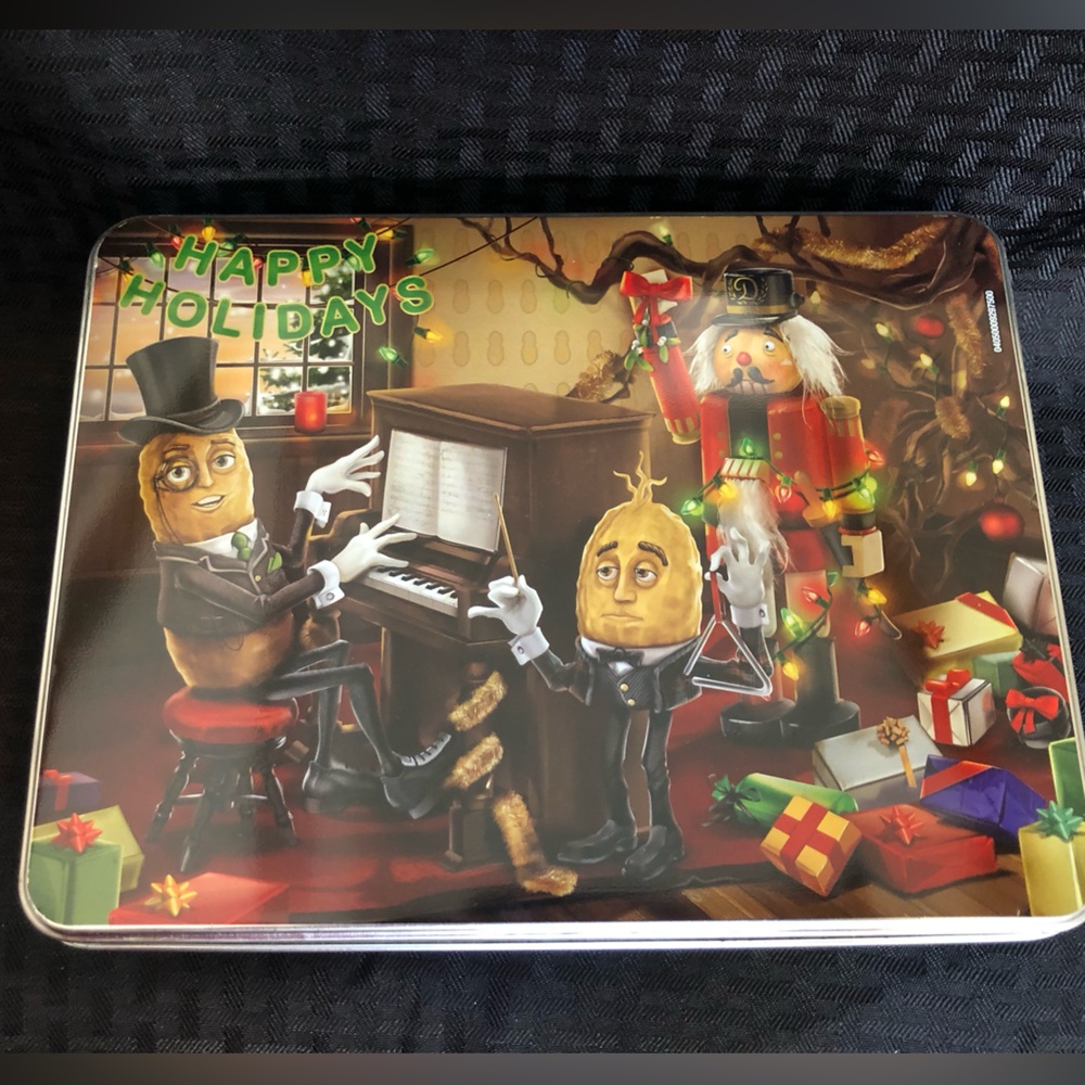 Festive Mr Peanut Holiday Tin with Nutcracker Design